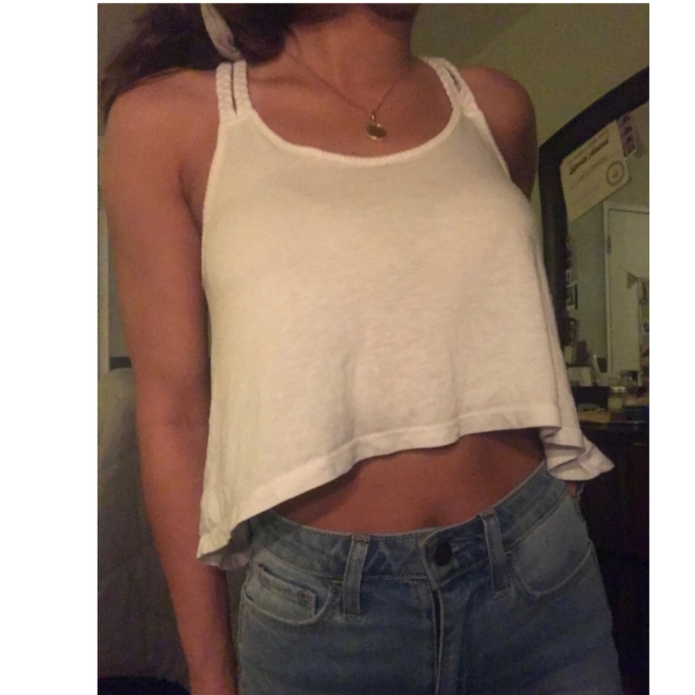 white cropped halter tank top, size XS